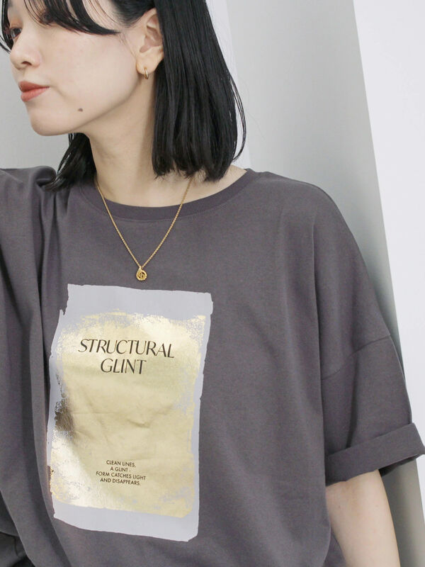 ◎箔プリントTシャツ（チャコールグレー）｜Samansa Mos2 blue（サマンサモスモス ブルー）通販
