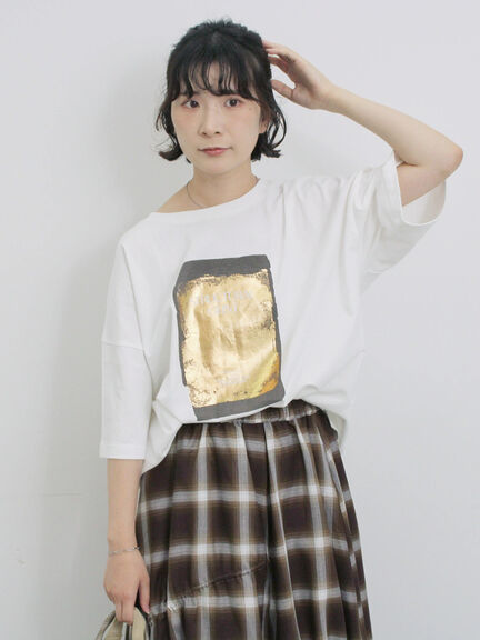 ◎箔プリントTシャツ（オフホワイト/グレー/チャコールグレー）｜Samansa Mos2 blue（サマンサモスモス ブルー）通販