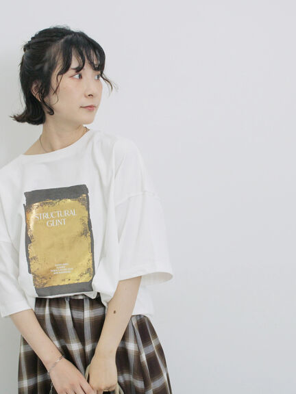 ◎箔プリントTシャツ（オフホワイト/グレー/チャコールグレー）｜Samansa Mos2 blue（サマンサモスモス ブルー）通販