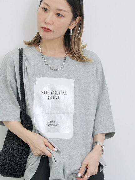 ◎箔プリントTシャツ（オフホワイト/グレー/チャコールグレー）｜Samansa Mos2 blue（サマンサモスモス ブルー）通販