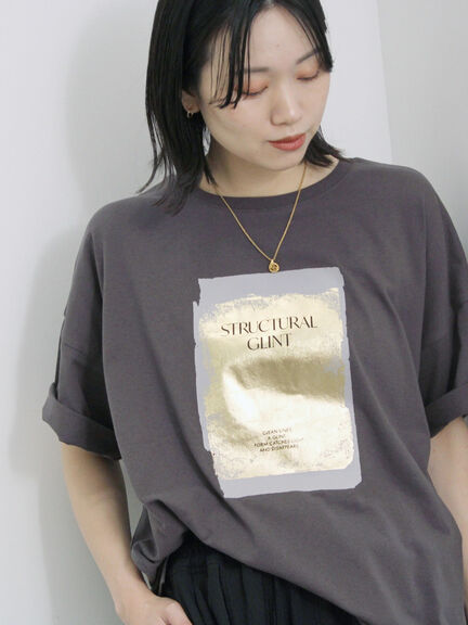 ◎箔プリントTシャツ（オフホワイト/グレー/チャコールグレー）｜Samansa Mos2 blue（サマンサモスモス ブルー）通販