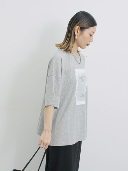 ◎箔プリントTシャツ（オフホワイト/グレー/チャコールグレー）｜Samansa Mos2 blue（サマンサモスモス ブルー）通販