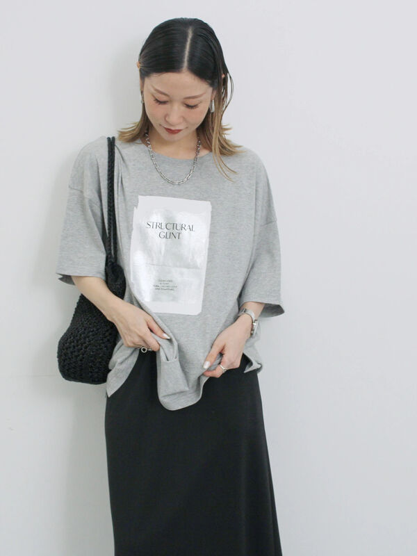 ANGLOMANIA 箔プリント 長袖Tシャツ B：MING by BEAMS tシャツ 箔プリント レターロゴ Tシャツ