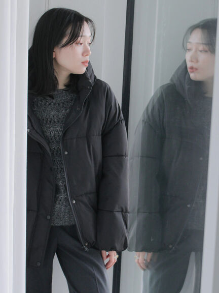 裾ラウンド中綿ブルゾン（ブラック/ライトベージュ/キナリ）｜Samansa Mos2 blue（サマンサモスモス ブルー）通販