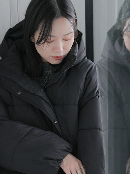 裾ラウンド中綿ブルゾン（ブラック/ライトベージュ/キナリ）｜Samansa Mos2 blue（サマンサモスモス ブルー）通販