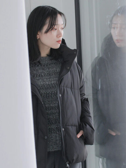 裾ラウンド中綿ブルゾン（ブラック/ライトベージュ/キナリ）｜Samansa Mos2 blue（サマンサモスモス ブルー）通販