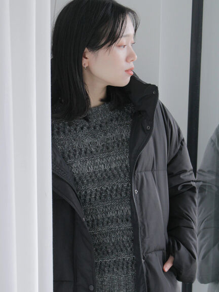 裾ラウンド中綿ブルゾン（ブラック/ライトベージュ/キナリ）｜Samansa Mos2 blue（サマンサモスモス ブルー）通販