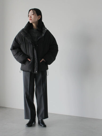 裾ラウンド中綿ブルゾン（ブラック/ライトベージュ/キナリ）｜Samansa Mos2 blue（サマンサモスモス ブルー）通販