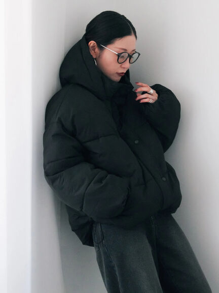 裾ラウンド中綿ブルゾン（ブラック/ライトベージュ/キナリ）｜Samansa Mos2 blue（サマンサモスモス ブルー）通販