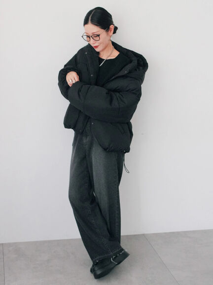 裾ラウンド中綿ブルゾン（ブラック/ライトベージュ/キナリ）｜Samansa Mos2 blue（サマンサモスモス ブルー）通販