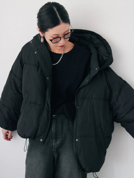 裾ラウンド中綿ブルゾン（ブラック/ライトベージュ/キナリ）｜Samansa Mos2 blue（サマンサモスモス ブルー）通販