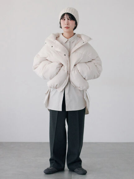 裾ラウンド中綿ブルゾン（ブラック/ライトベージュ/キナリ）｜Samansa Mos2 blue（サマンサモスモス ブルー）通販