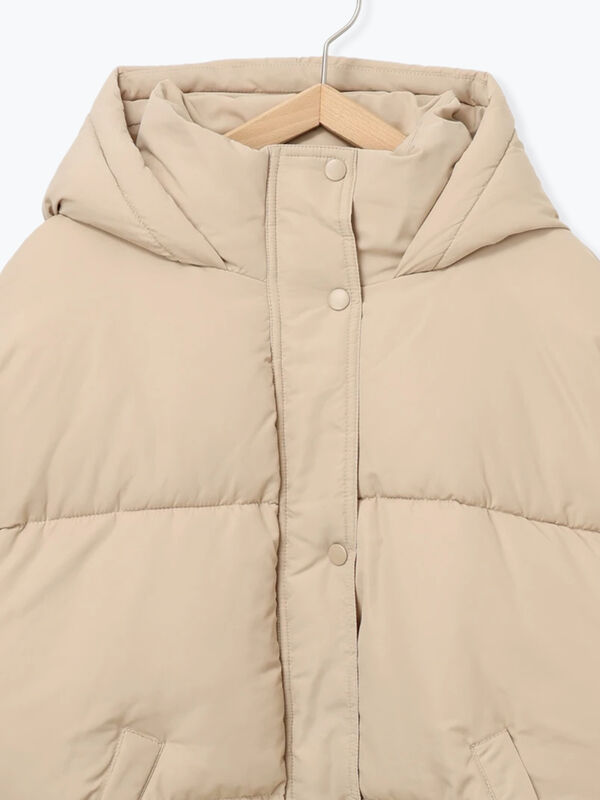 裾ラウンド中綿ブルゾン（ブラック/ライトベージュ/キナリ/アウター