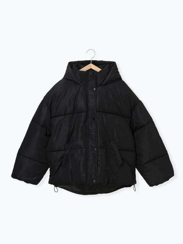 裾ラウンド中綿ブルゾン（ブラック/ライトベージュ/キナリ/アウター