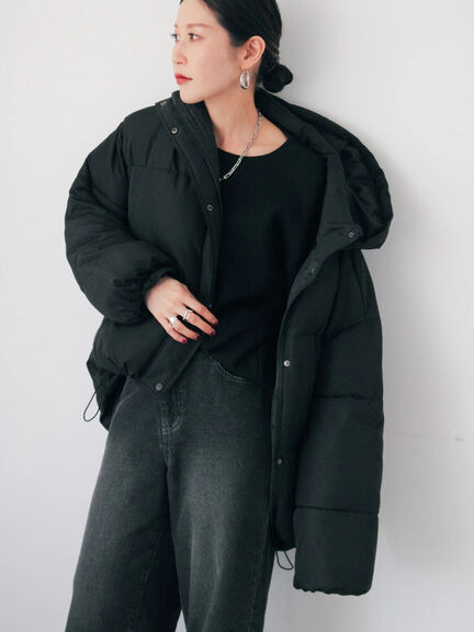 裾ラウンド中綿ブルゾン（ブラック/ライトベージュ/キナリ）｜Samansa Mos2 blue（サマンサモスモス ブルー）通販