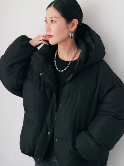 裾ラウンド中綿ブルゾン（ブラック/ライトベージュ/キナリ）｜Samansa Mos2 blue（サマンサモスモス ブルー）通販