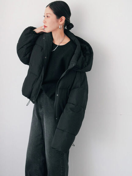 裾ラウンド中綿ブルゾン（ブラック/ライトベージュ/キナリ）｜Samansa Mos2 blue（サマンサモスモス ブルー）通販