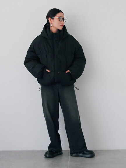 裾ラウンド中綿ブルゾン（ブラック/ライトベージュ/キナリ）｜Samansa Mos2 blue（サマンサモスモス ブルー）通販