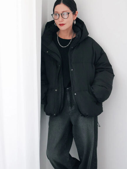 裾ラウンド中綿ブルゾン（ブラック/ライトベージュ/キナリ）｜Samansa Mos2 blue（サマンサモスモス ブルー）通販