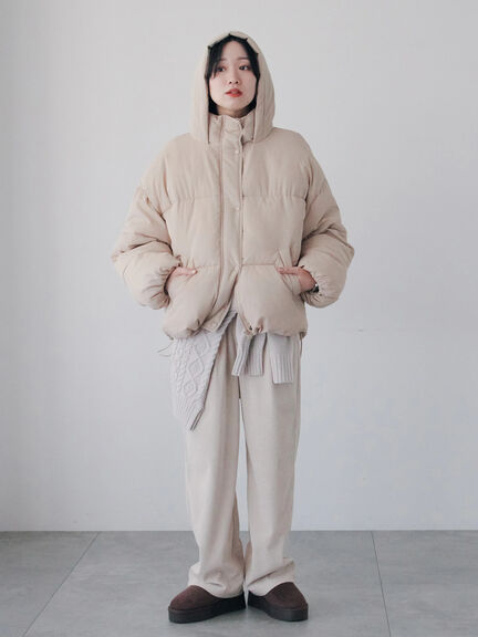 裾ラウンド中綿ブルゾン（ブラック/ライトベージュ/キナリ）｜Samansa Mos2 blue（サマンサモスモス ブルー）通販