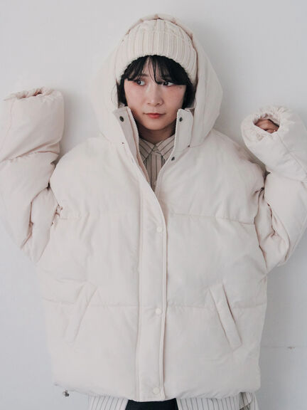 裾ラウンド中綿ブルゾン（ブラック/ライトベージュ/キナリ）｜Samansa Mos2 blue（サマンサモスモス ブルー）通販