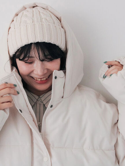 裾ラウンド中綿ブルゾン（ブラック/ライトベージュ/キナリ）｜Samansa Mos2 blue（サマンサモスモス ブルー）通販