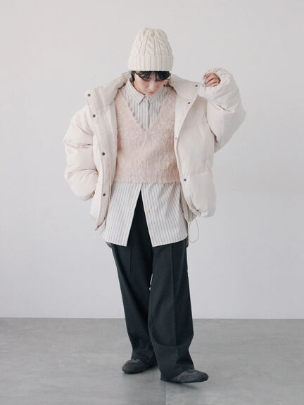 裾ラウンド中綿ブルゾン（ブラック/ライトベージュ/キナリ）｜Samansa Mos2 blue（サマンサモスモス ブルー）通販