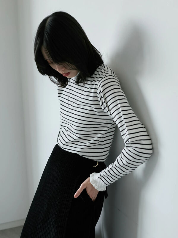 フリル衿ニットプルオーバー　L  160 フリル衿ニットプルオーバー（オフホワイト/ホワイト/ブラック/S