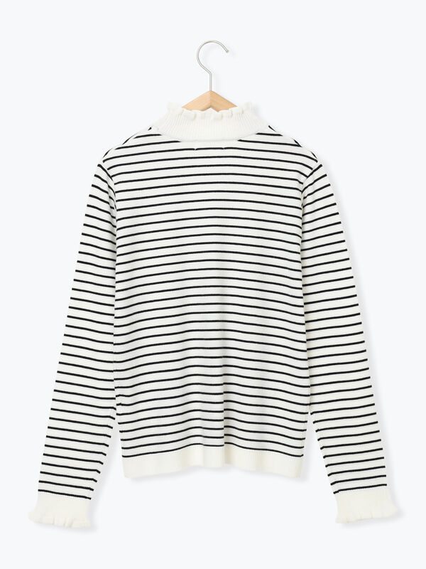 フリル衿ニットプルオーバー（オフホワイト/ホワイト/ブラック/S