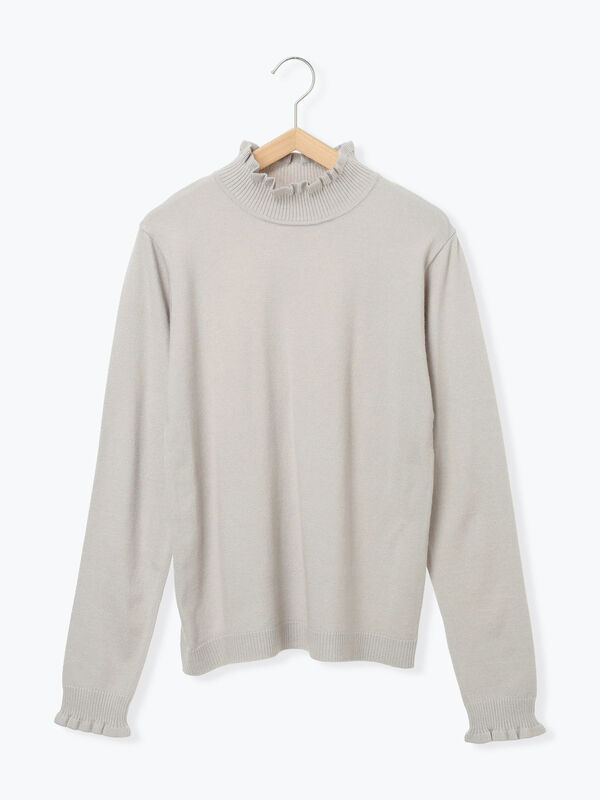 セール】 フリル衿ニットプルオーバー（オフホワイト/ホワイト