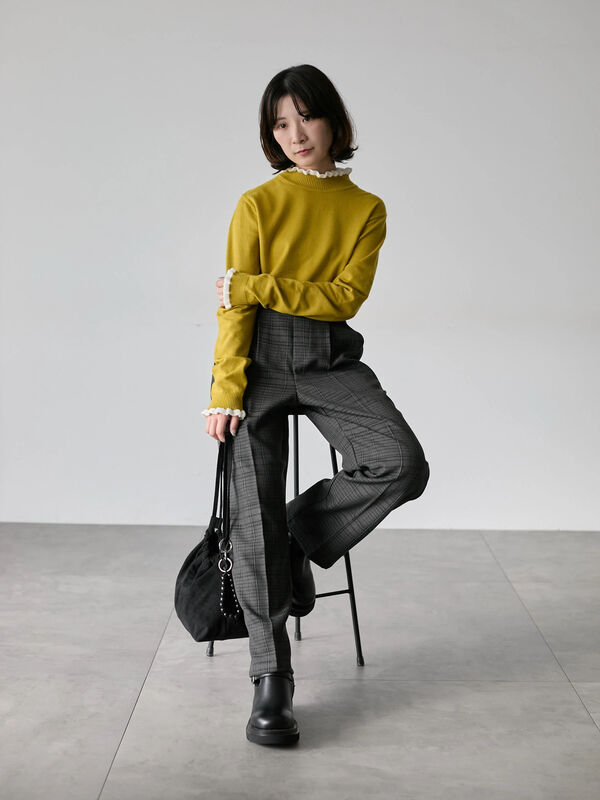 フリル衿ニットプルオーバー　L  160 フリル衿ニットプルオーバー（オフホワイト/ホワイト/ブラック/S