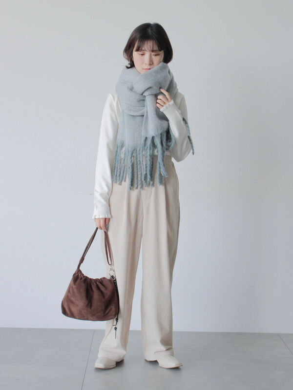 セール】 フリル衿ニットプルオーバー（オフホワイト/ホワイト