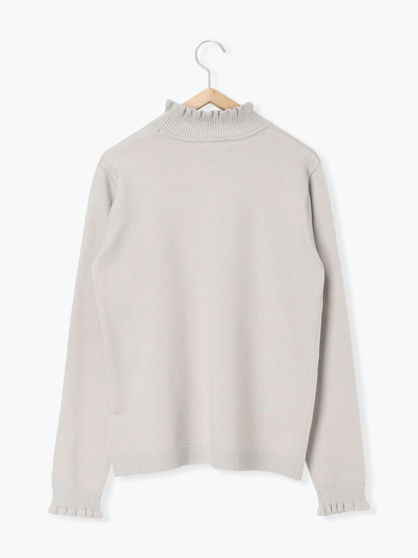 フリル衿ニットプルオーバー（オフホワイト/ホワイト/ブラック/S