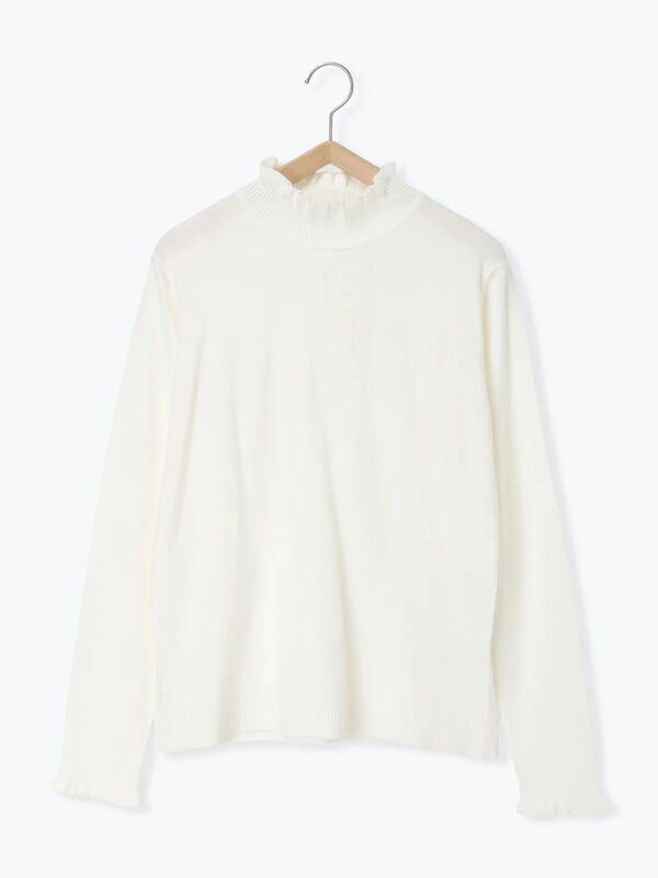 セール】 フリル衿ニットプルオーバー（オフホワイト/ホワイト