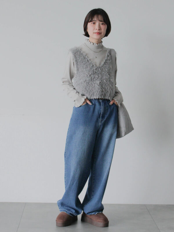 セール】 フリル衿ニットプルオーバー（オフホワイト/ホワイト