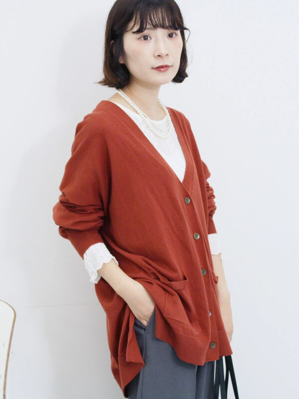 セール】 マルチスタイルVネックカーディガン（ブラック/ライト