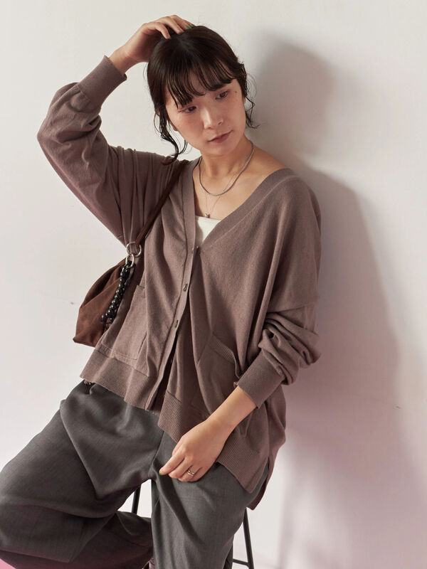 セール】 マルチスタイルVネックカーディガン（ブラック/ライト