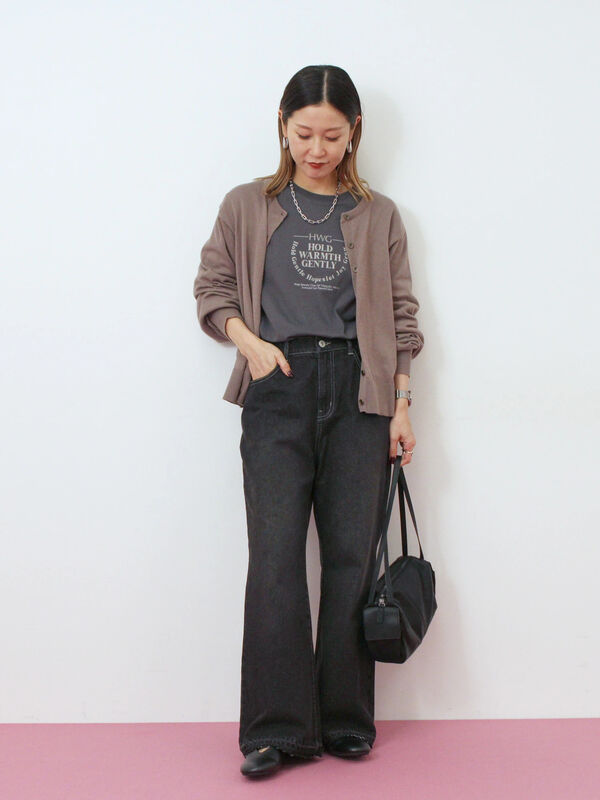 セール】 マルチスタイル前後2wayクルーネックカーディガン（ブラック