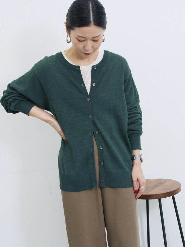 セール】 マルチスタイル前後2wayクルーネックカーディガン（ブラック