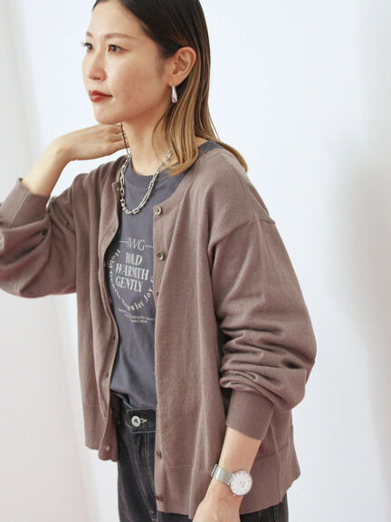 マルチスタイル前後2wayクルーネックカーディガン（ブラック/ライトベージュ/オレンジ/モカ/グリーン）｜Samansa Mos2 blue（サマンサモスモス ブルー）通販