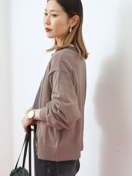 マルチスタイル前後2wayクルーネックカーディガン（ブラック/ライトベージュ/オレンジ/モカ/グリーン）｜Samansa Mos2 blue（サマンサモスモス ブルー）通販