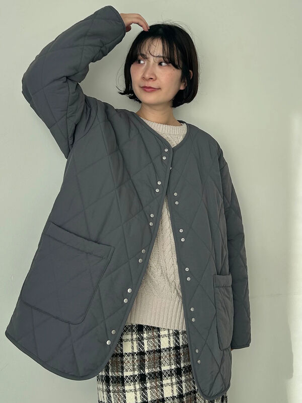 キルトミドルコート（グレー）｜Samansa Mos2 blue（サマンサモスモス ブルー）通販