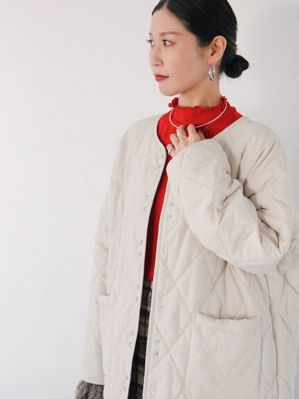 キルトミドルコート（グレー/ライトベージュ/グリーン）｜Samansa Mos2 blue（サマンサモスモス ブルー）通販