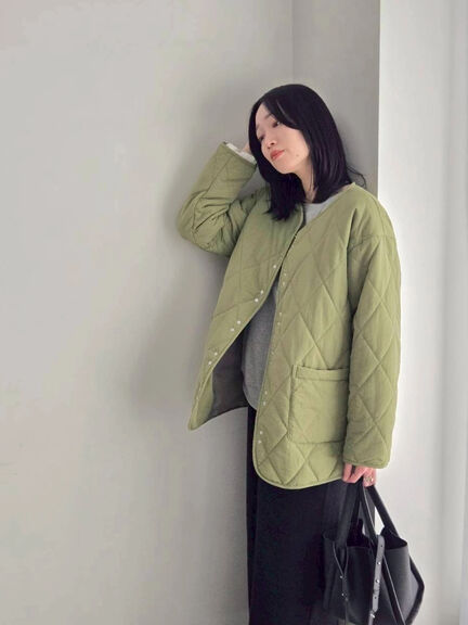 キルトミドルコート（グレー/ライトベージュ/グリーン）｜Samansa Mos2 blue（サマンサモスモス ブルー）通販