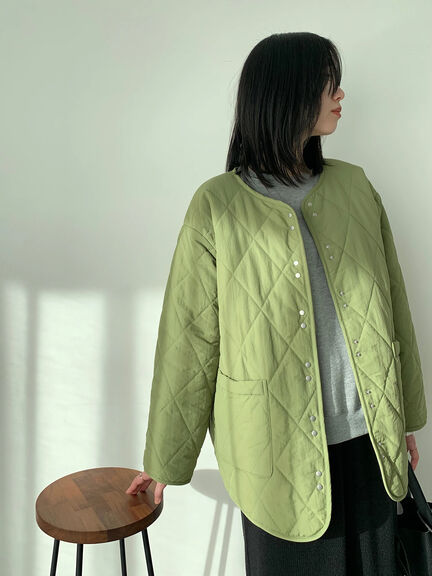 キルトミドルコート（グレー/ライトベージュ/グリーン）｜Samansa Mos2 blue（サマンサモスモス ブルー）通販