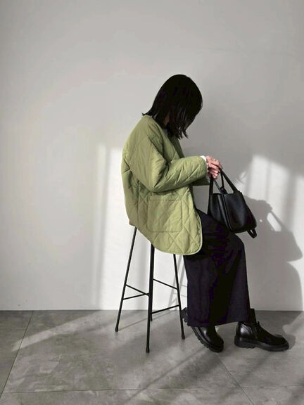 キルトミドルコート（グレー/ライトベージュ/グリーン）｜Samansa Mos2 blue（サマンサモスモス ブルー）通販