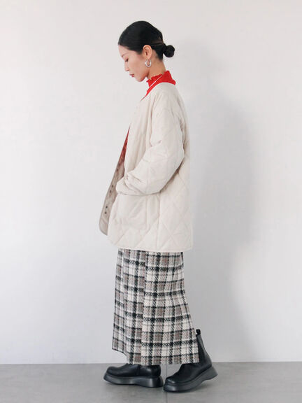 キルトミドルコート（グレー/ライトベージュ/グリーン）｜Samansa Mos2 blue（サマンサモスモス ブルー）通販