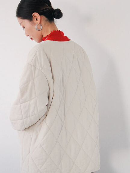 キルトミドルコート（グレー/ライトベージュ/グリーン）｜Samansa Mos2 blue（サマンサモスモス ブルー）通販