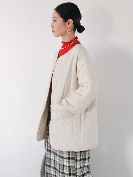 キルトミドルコート（グレー/ライトベージュ/グリーン）｜Samansa Mos2 blue（サマンサモスモス ブルー）通販