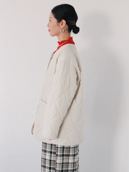 キルトミドルコート（グレー/ライトベージュ/グリーン）｜Samansa Mos2 blue（サマンサモスモス ブルー）通販